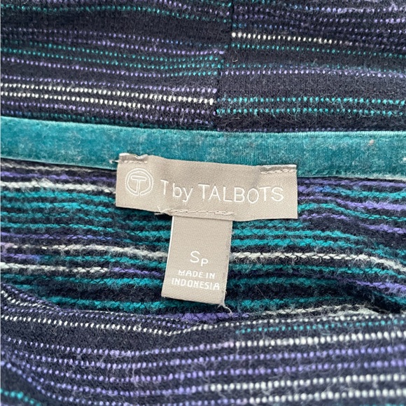 T by Talbots Petite Striped Turtleneck Sweatshirt Blue and Purple - Picture 3 of 3